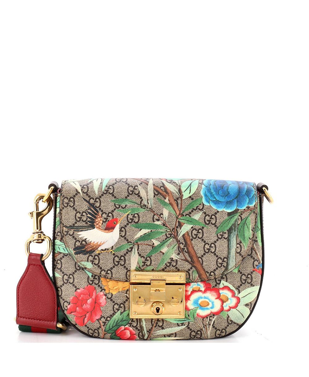 Б/у сумка через плечо Gucci Medium Padlock Saddle из лакированной ткани с принтом GG