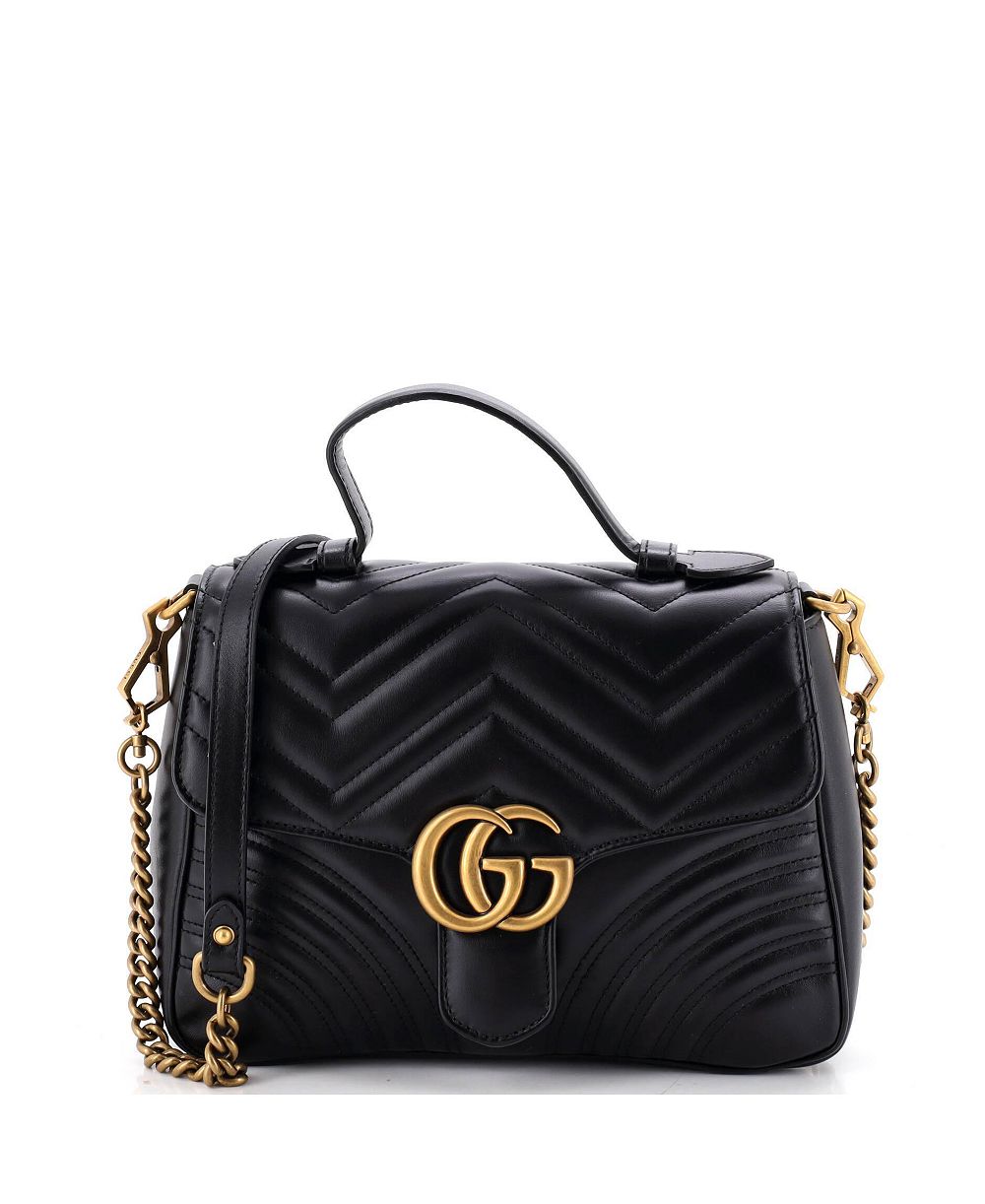 Б/у маленькая сумка Gucci GG Marmont с клапаном и верхней ручкой из стеганой кожи