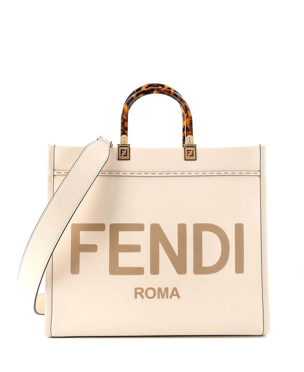 Б/у средняя кожаная сумка-тоут Fendi Medium Sunshine Shopper
