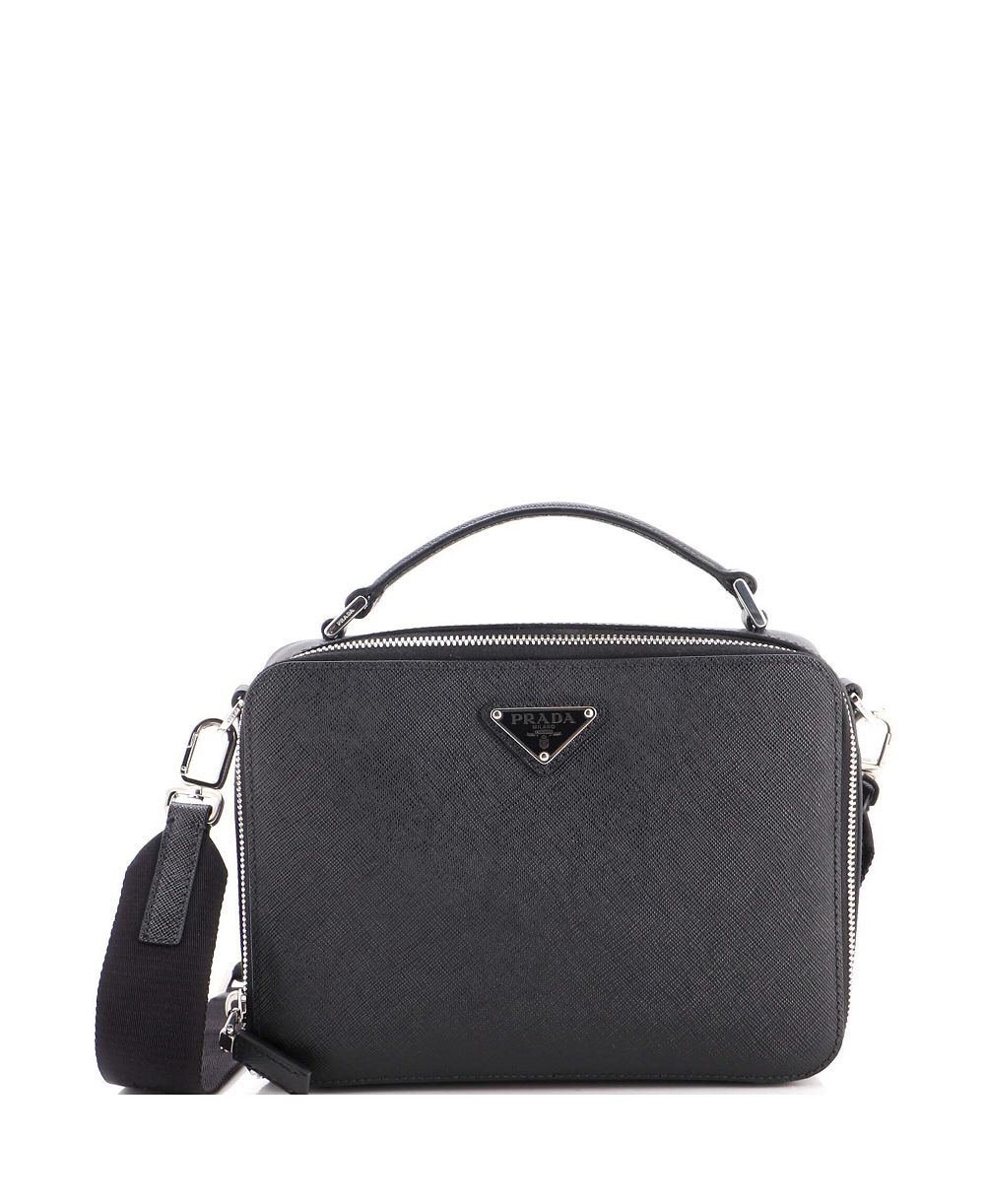 Маленькая сумка через плечо Prada из кожи Saffiano цвета бrique, состояние: б/у
