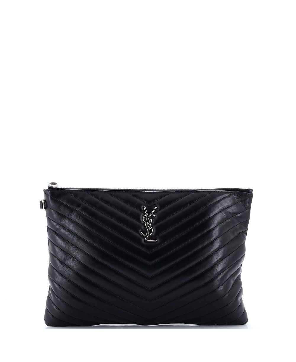 Pre-Owned Saint Laurent средний кожаный чехол-браслет Classic Monogram Matelasse Chevron
