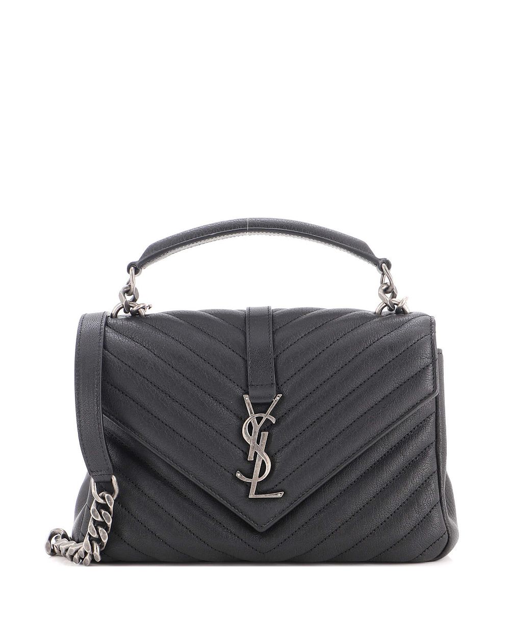 Б/у средняя сумка через плечо Classic Monogram College Matelasse-Chevron из кожи от Saint Laurent