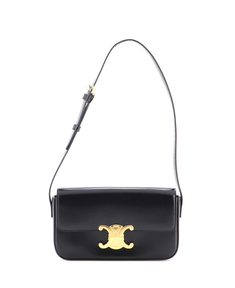 Pre-Owned Celine Triomphe East-West Shoulder Bag Smooth Calfskin