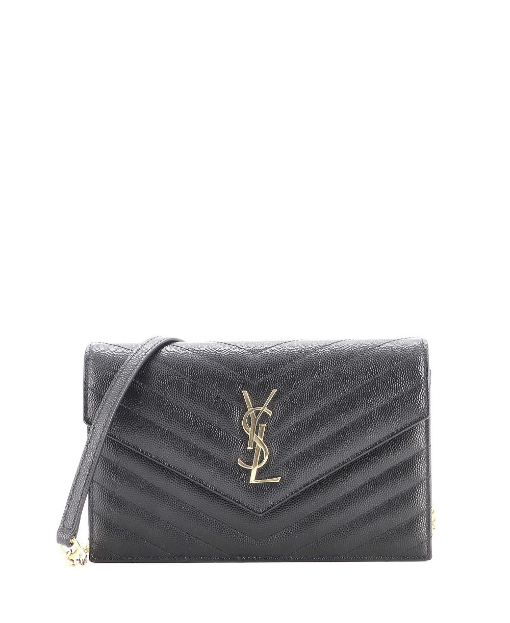 Б/у кожаный кошелек на цепочке Saint Laurent Classic Monogram Leather Wallet on Chain
