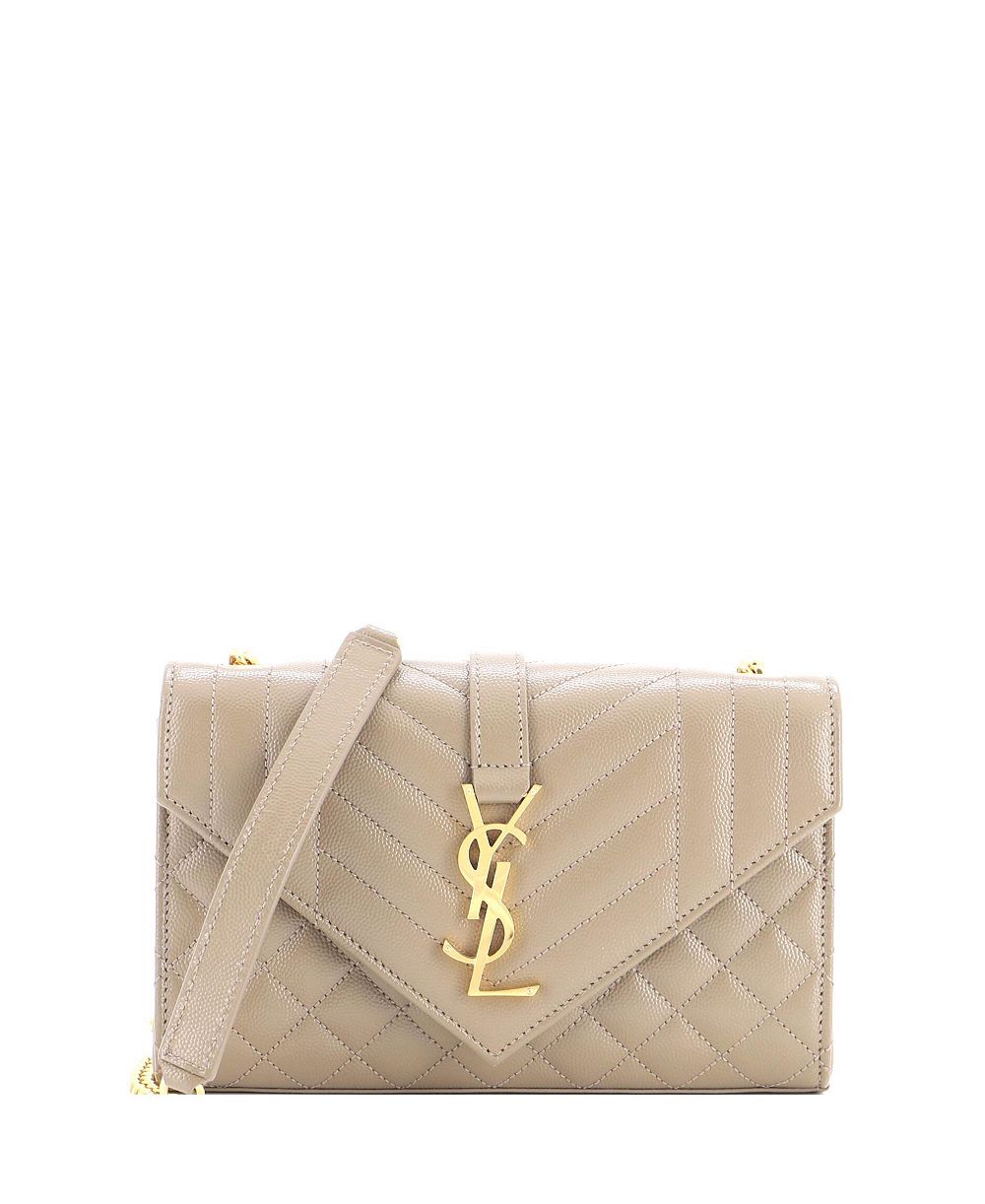Маленькая сумка-конверт Saint Laurent Classic Monogram Envelope Satchel из комбинированной кожи Matelasse, состояние: б/у
