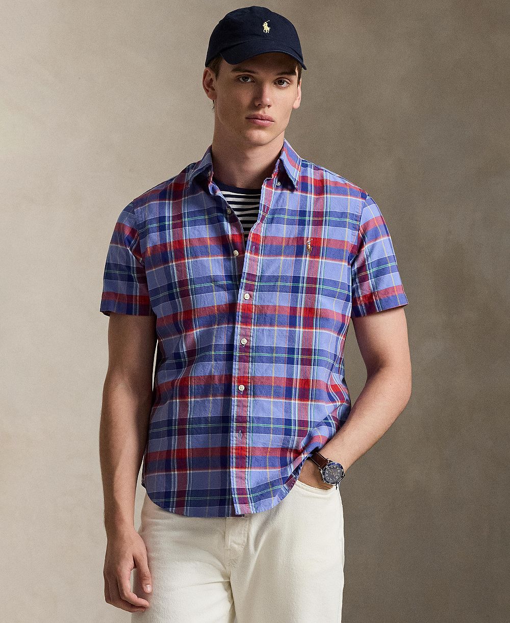 Polo Ralph Lauren мужская оксфордская рубашка с коротким рукавом классического кроя