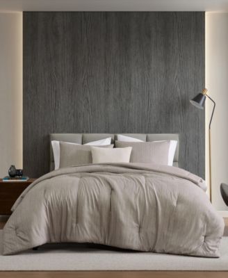 Kenneth Cole New York Linen Texture Microfiber 3-Piece Comforter Set, Full/Queen