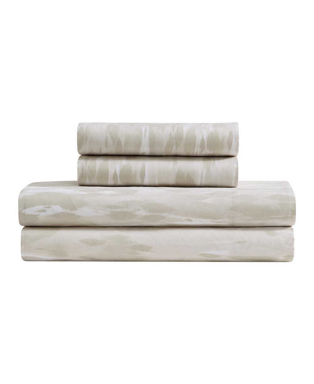 Kenneth Cole New York Abstract Animal Washed Microfiber 4-Piece Sheet Set, Queen