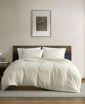 Kenneth Cole New York Textured Stripe 3-Piece Duvet Cover Set, Full/Queen