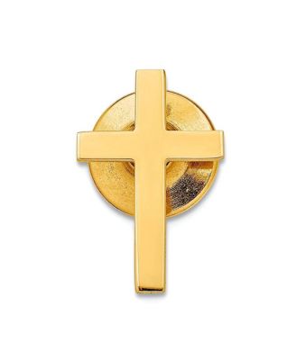 Solid 14k Yellow Gold Squared Polished Cross Tie Tack for Men