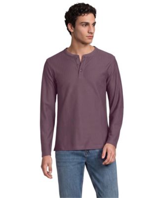 Lands' End Men's Textured Herringbone Long-Sleeve Henley