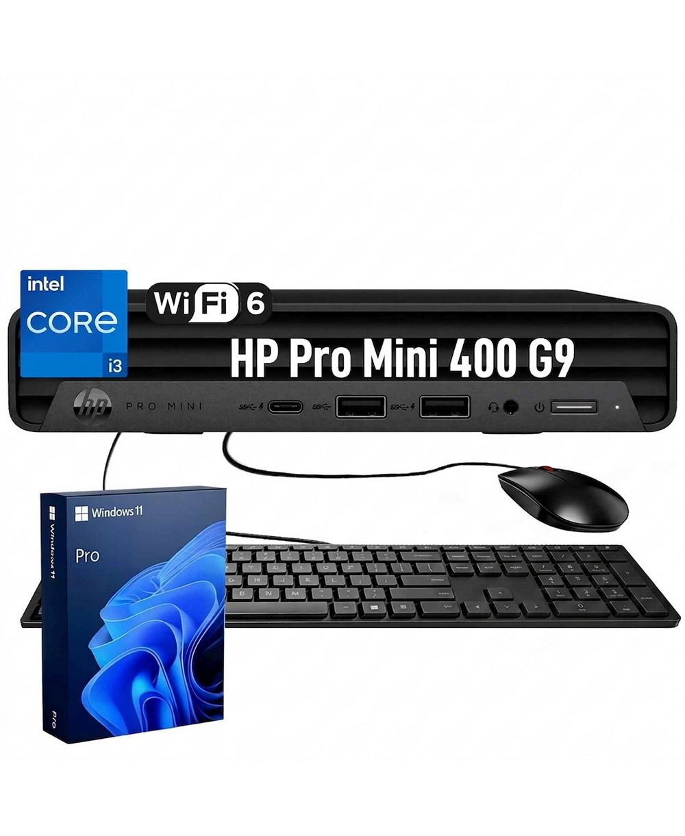 Настольный компьютер HP ProDesk 400 Business MFF, Core i3-13100T, Intel UHD, 32 ГБ DDR4, 512 ГБ SSD, Wi-Fi 6, проводная клавиатура и мышь, Win11 Pro