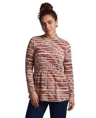AVENUE Plus Size Flowly Asymmetric-Hem Peplum Top