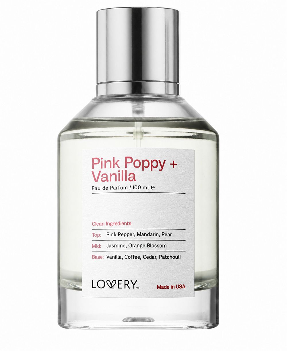 Lovery Розовый маковый и ванильный парфюм Eau de Parfum, произведено в США 3.4 унции
