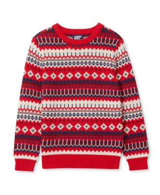 Lands' End Boys' 4-20 Intarsia Holiday Crewneck Sweater
