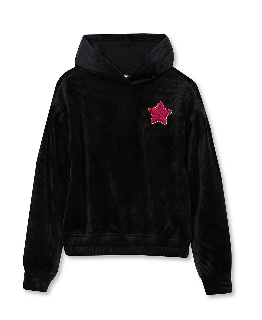 Lands' End женская толстовка с капюшоном и длинным рукавом из плюша, модель для девочек 4-16 лет, с опущенной линией плеча