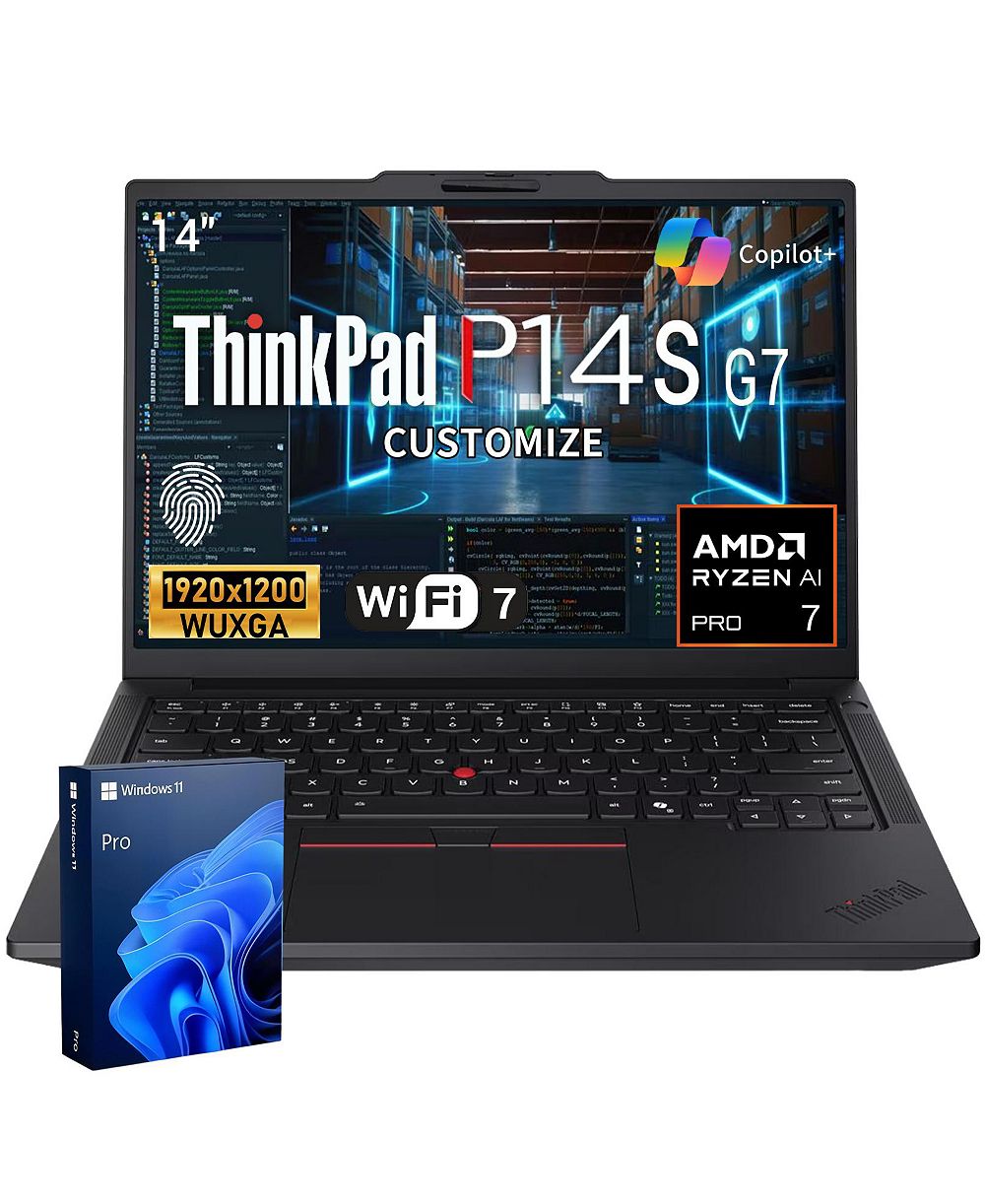 LENOVO ThinkPad P14s Gen 7 14" FHD+ Business AI Laptop, AMD Ryzen AI 7 Pro 450, AMD Radeon Graphics, 32GB RAM, 1TB SSD, Wi-Fi 7, Windows 11 Pro, Black
