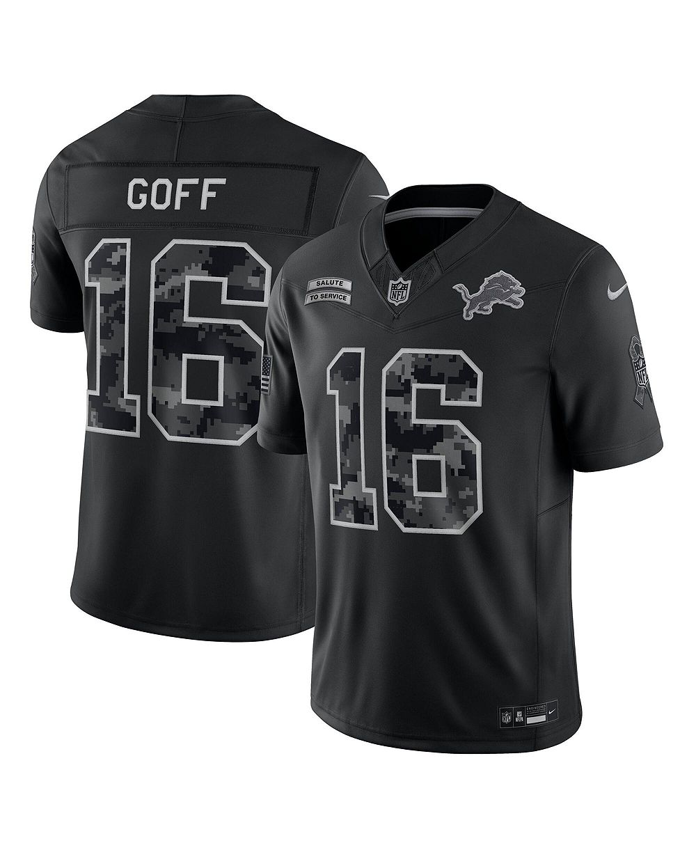 Мужская ограниченная джерси Nike Jared Goff черный Detroit Lions 2026 Salute to Service
