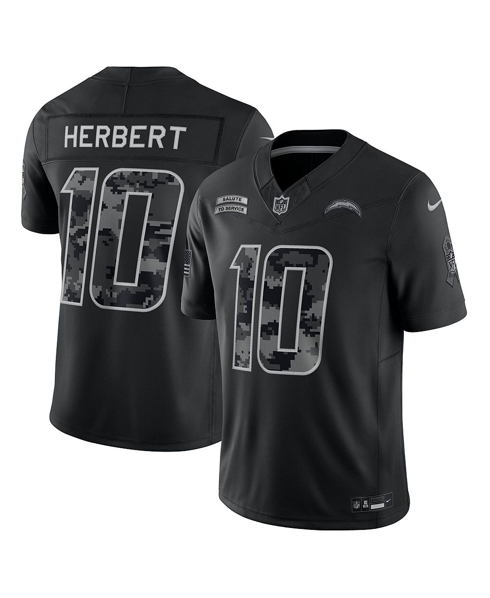 Мужская ограниченная джерси Nike Justin Herbert черный Los Angeles Chargers 2026 Salute to Service