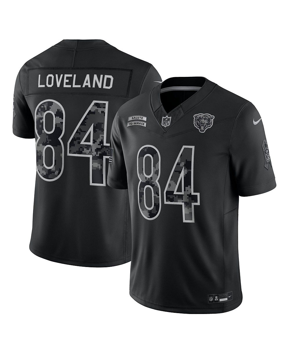 Мужская Nike Colston Loveland черная Chicago Bears 2026 Salute to Service лимитированная джерси