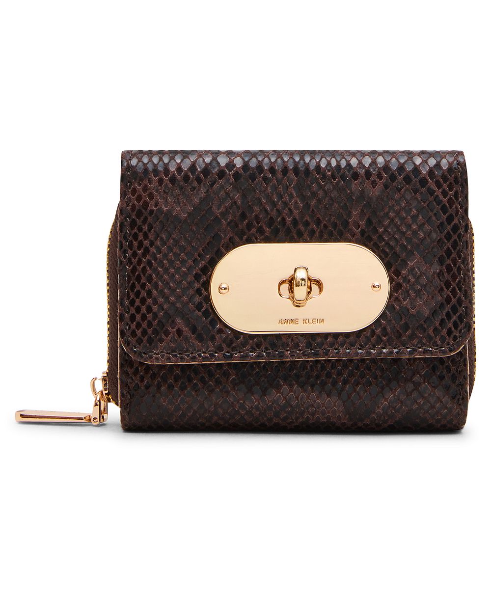 Anne Klein Women's Faux-Croc Trifold Turn-Lock Wallet