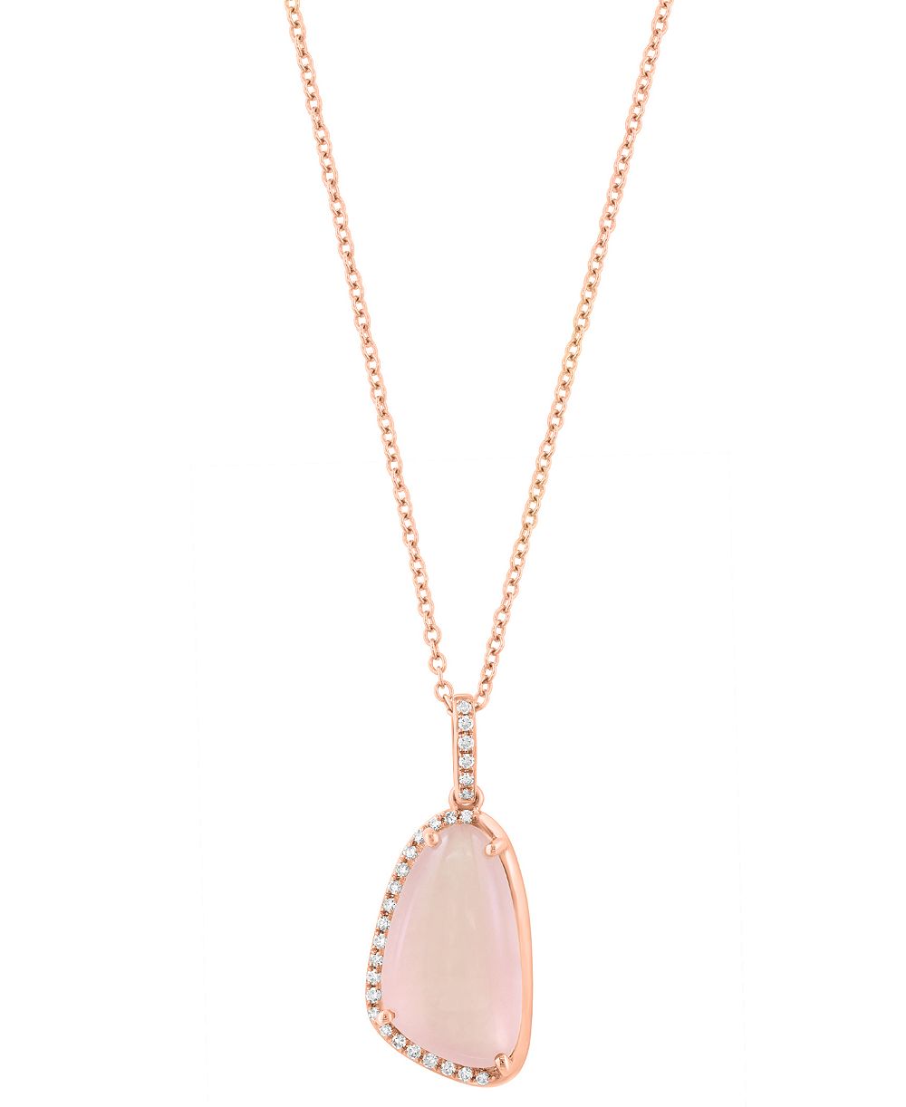 EFFY Collection Quartz and Diamond Pendant Necklace (Quartz 6-3/4 ct. t.w., Diamond 1/10 ct. t.w.) in 14k Rose Gold