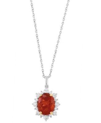 EFFY Collection кулон с огненным опалом и бриллиантами (1-5/8 кар. огненный опал, 3/8 кар. бриллиант) в золоте 14k двухцветном