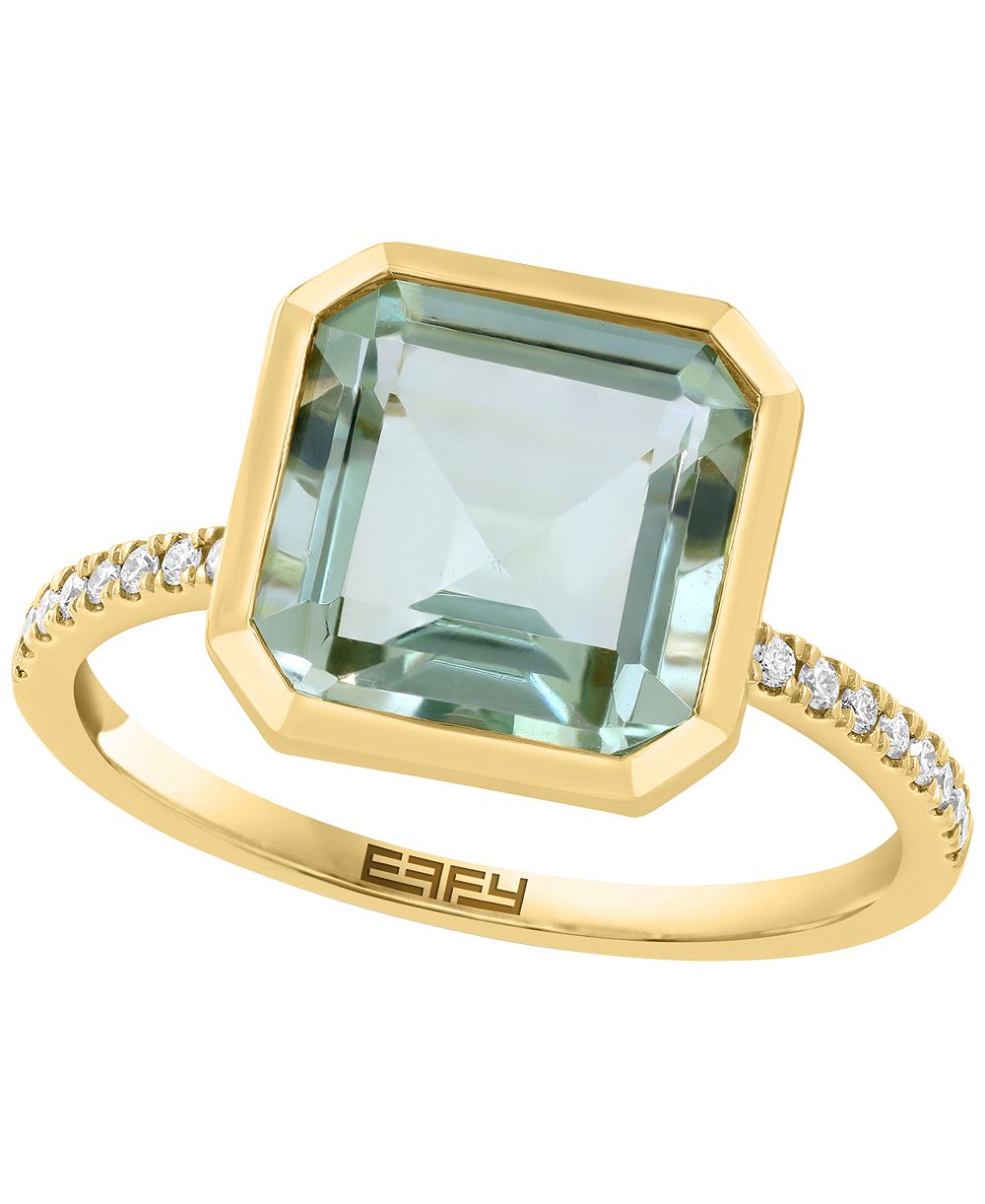 EFFY Collection Green Amethyst and Diamond Statement Ring (3-3/8 ct. t.w. and 1/10 ct. t.w.) in 14k Yellow Gold