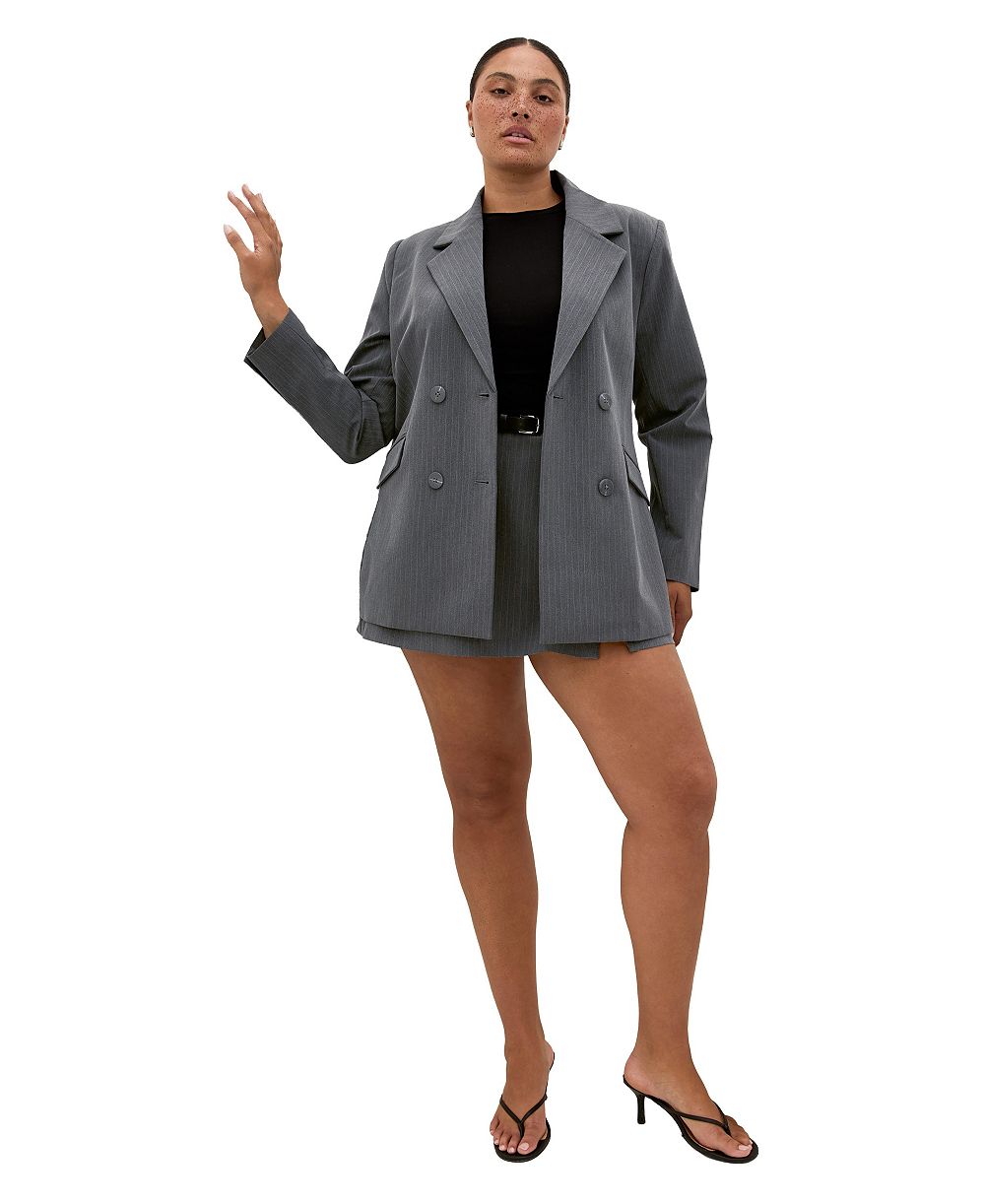 Пиджак CITY CHIC Cora в полоску, двубортный, Plus Size