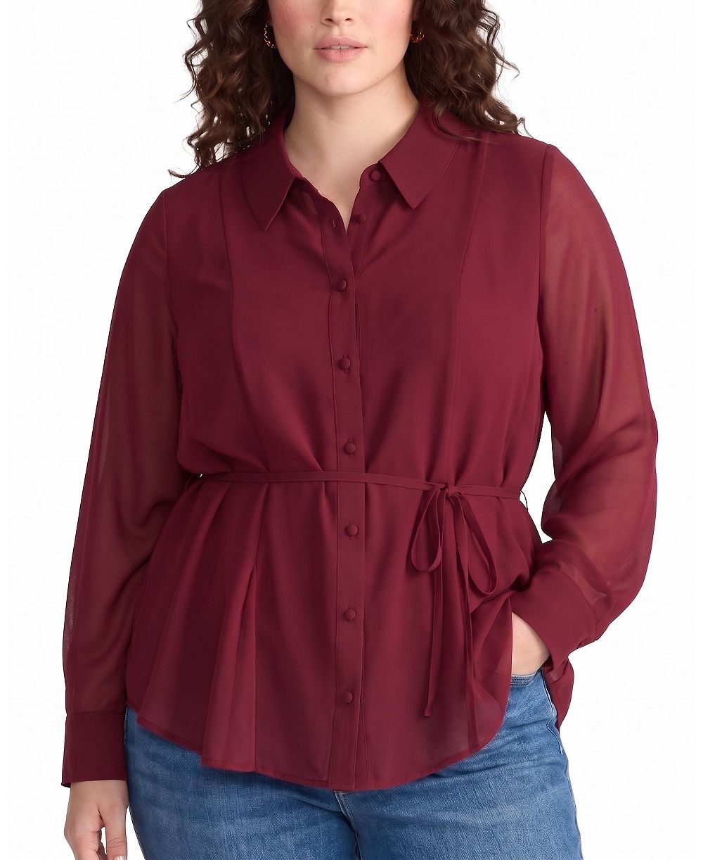 Женская блузка Universal Standard Plus Size Hermione из шифона с длинным рукавом и волнистым подолом
