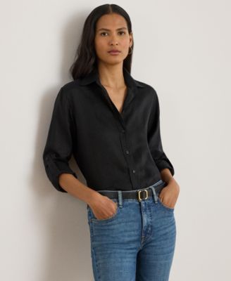 Lauren Ralph Lauren Women's Point Collar Button Placket Shirt