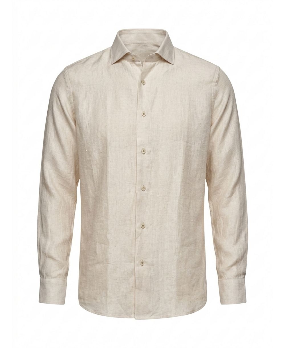 Garnet Men's Linen-Blend Long Sleeve Dress Shirt