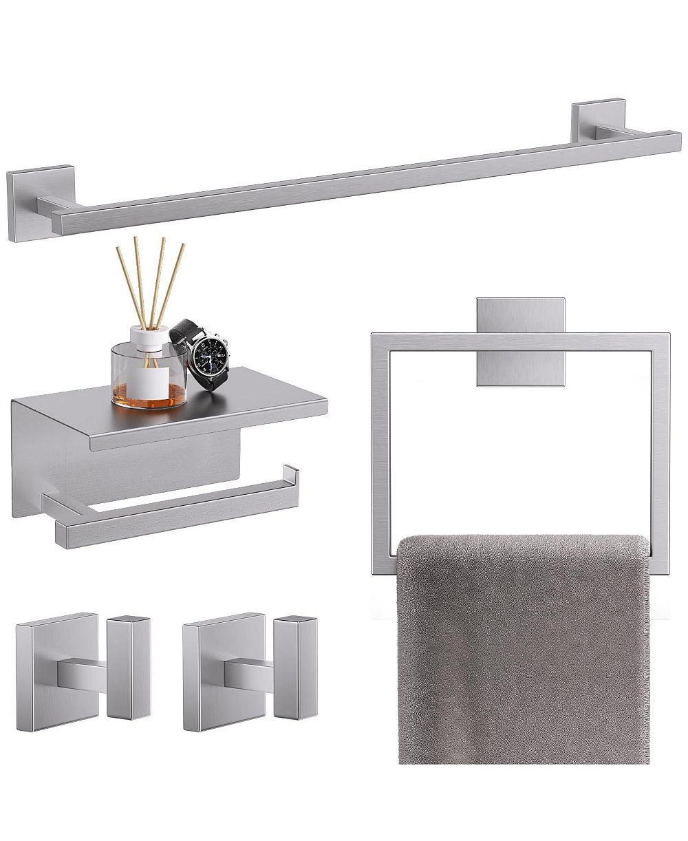 CYQBD 5Pieces 23.6" Bathroom Hardware Set Towel Bar Toilet Paper Holder Shelf