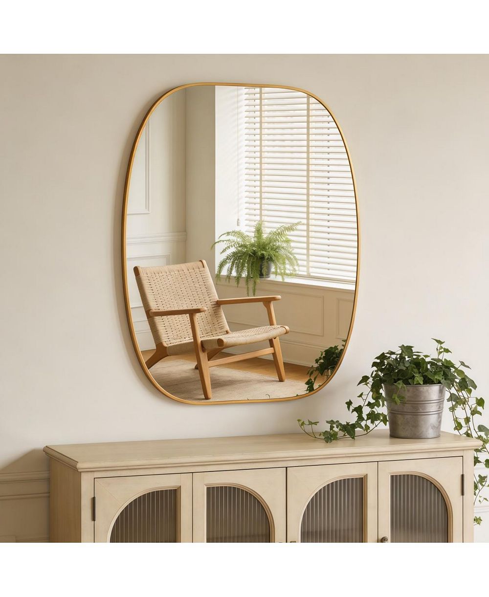 LAOTIES Modern Oblong Bathroom Vanity Mirror with Metal Frame HD Wall Mirror