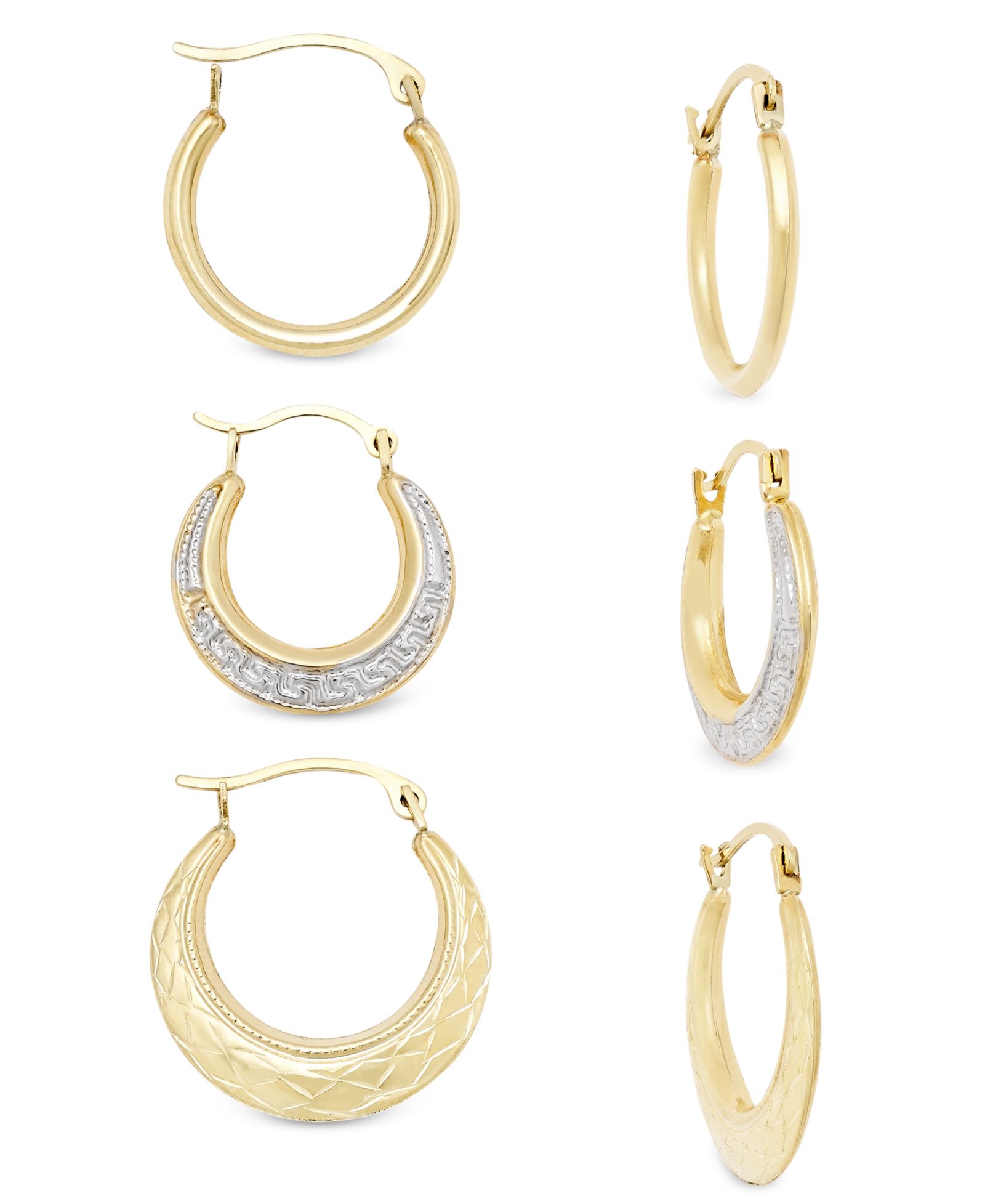 3-Pc. Set Small Hoop Earrings in 10k Gold