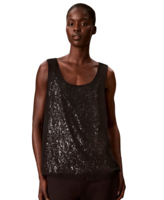Женский топ Calvin Klein с двойным слоем, вырезом лодочкой и пайетками