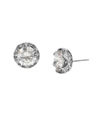 Betsey Johnson Silver-Tone Crystal Ruffled Earrings
