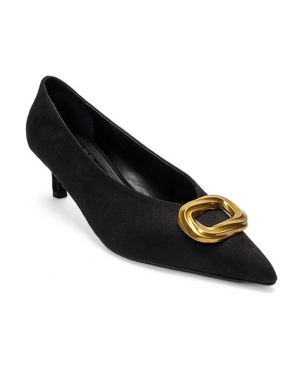 Prologue Shoes Women's Delhi Buckle Kitten Heel Pump