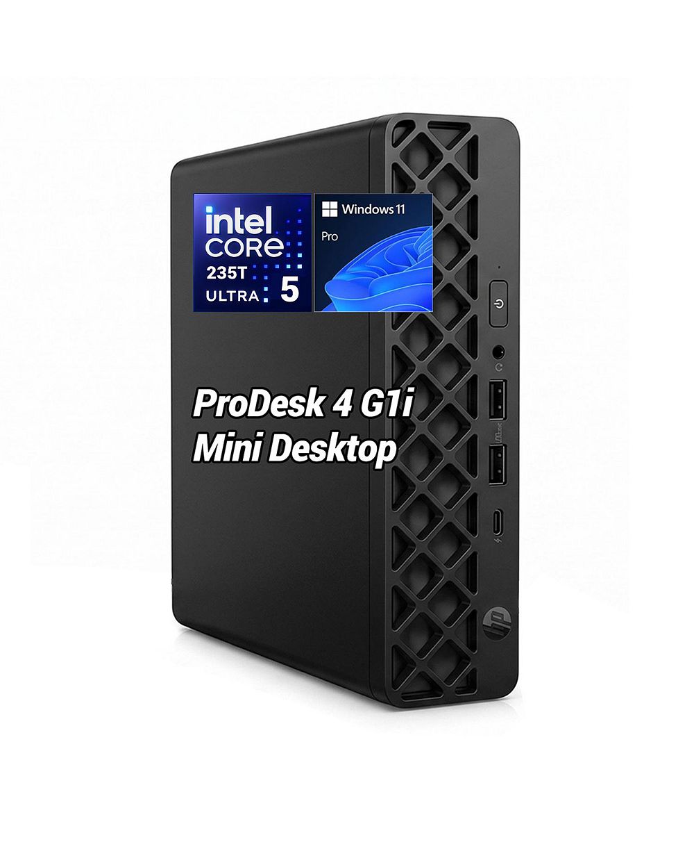 HP ProDesk 4 G1i Business Mini Desktop, Intel Core Ultra 5 235T, Intel Graphics, 64 ГБ DDR5 SODIMM, 1 ТБ PCIe M.2 SSD, Wi-Fi 6, Windows 11 Pro, черный