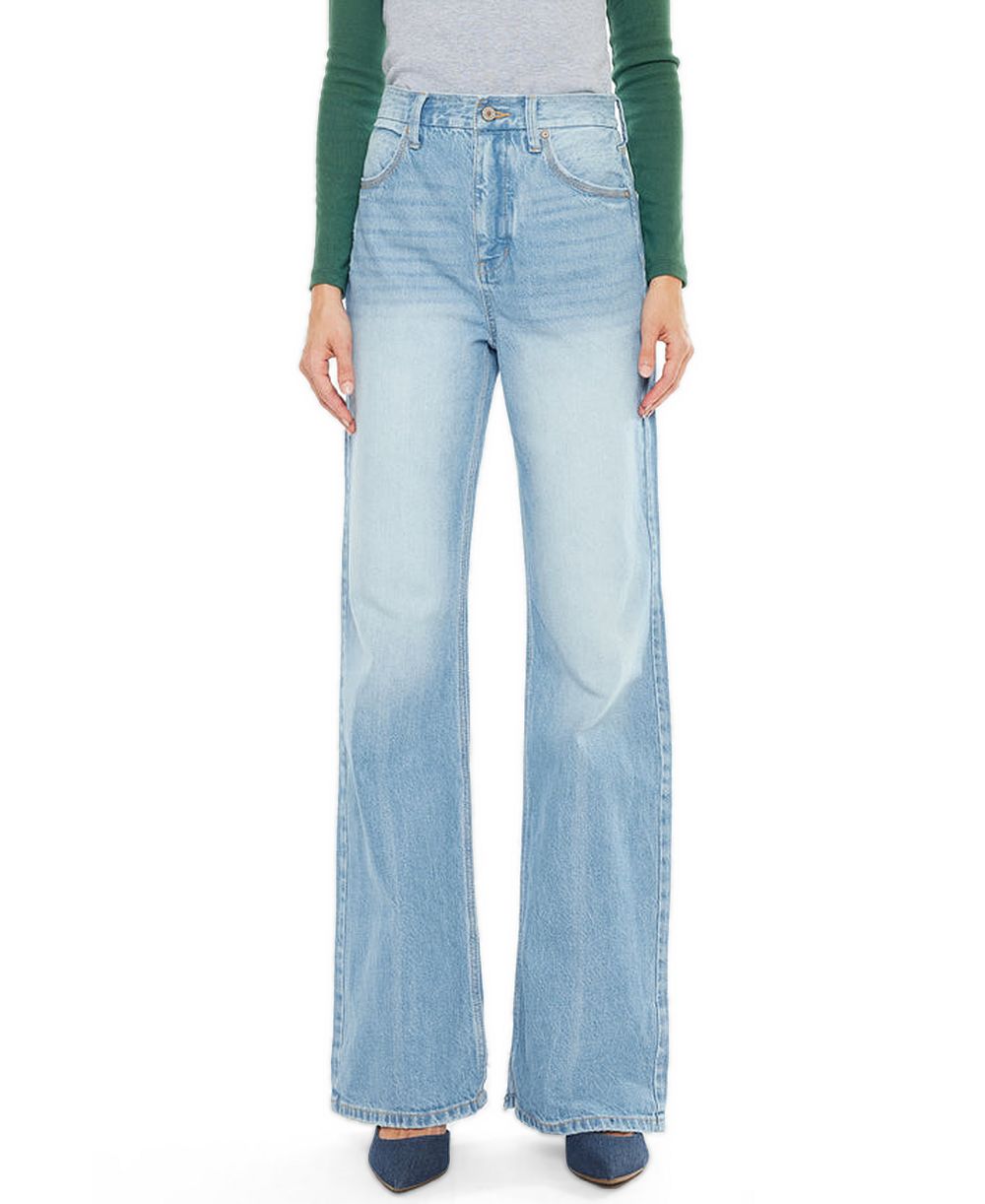 KanCan Women's Janna High-Rise Light-Wash Wide-Leg Jeans