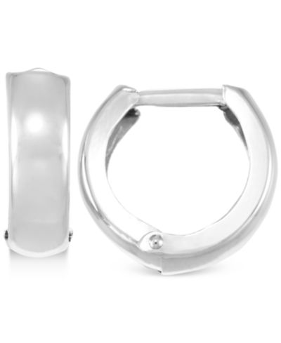 Polished Wide Huggy Hoop Earrings in 10k White Gold
