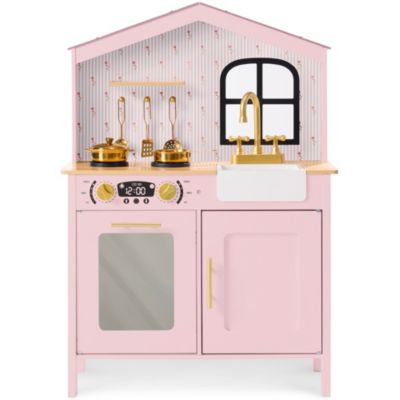 Best Choice Products Farmhouse Wooden Play Kitchen With Storage, Ages 3+