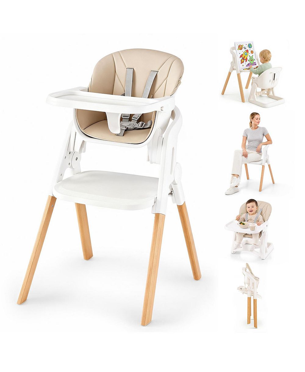 Gymax 7-in-1 Convertible Adjustable Tray and Adjustable Heights High Chair
