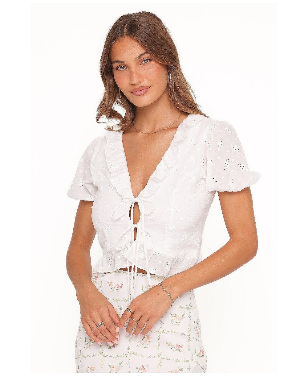 Petal and Pup женский топ Andra с V-образным вырезом и завязками спереди, с глазурью