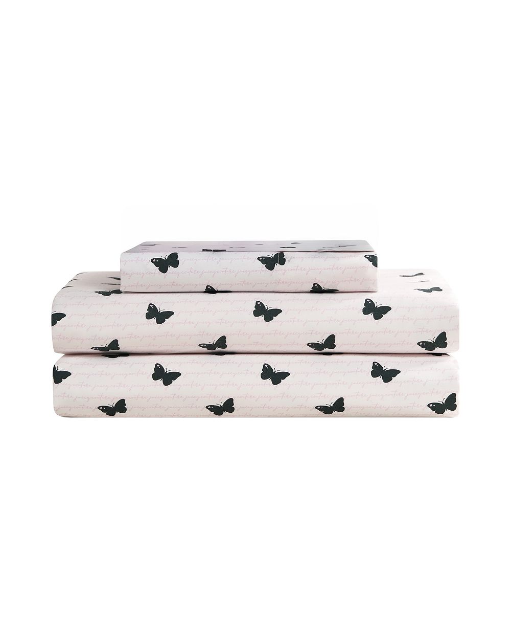 Juicy Couture Printed Microfiber 3-Piece Sheet Set, Twin
