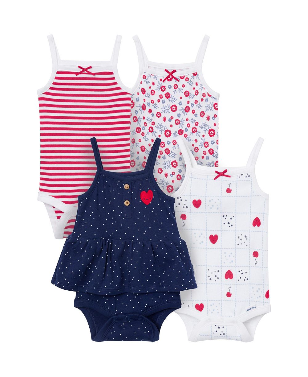 Gerber комплект из 4 боди для девочек