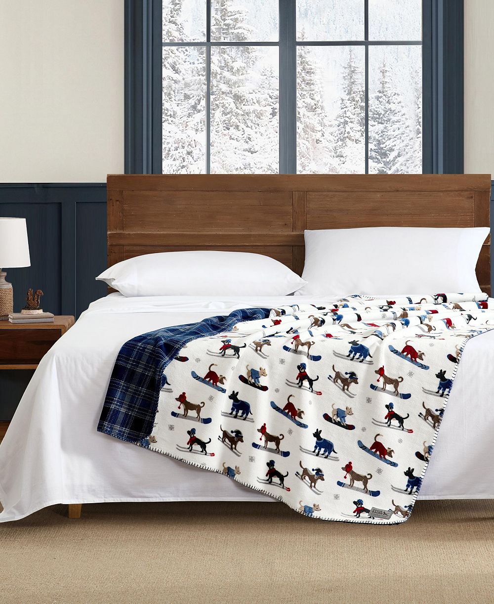 Eddie Bauer Ski Patrol Printed Plush Throw, 70" X 60"