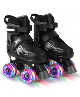 HONGGE Kids Quad Roller Skates with LED Wheels and Breathable Mesh Lining, Ages 5-7
