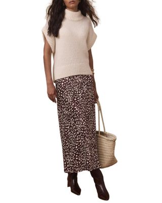 Mint Velvet Women's Animal Print Satin Midi Slip Skirt