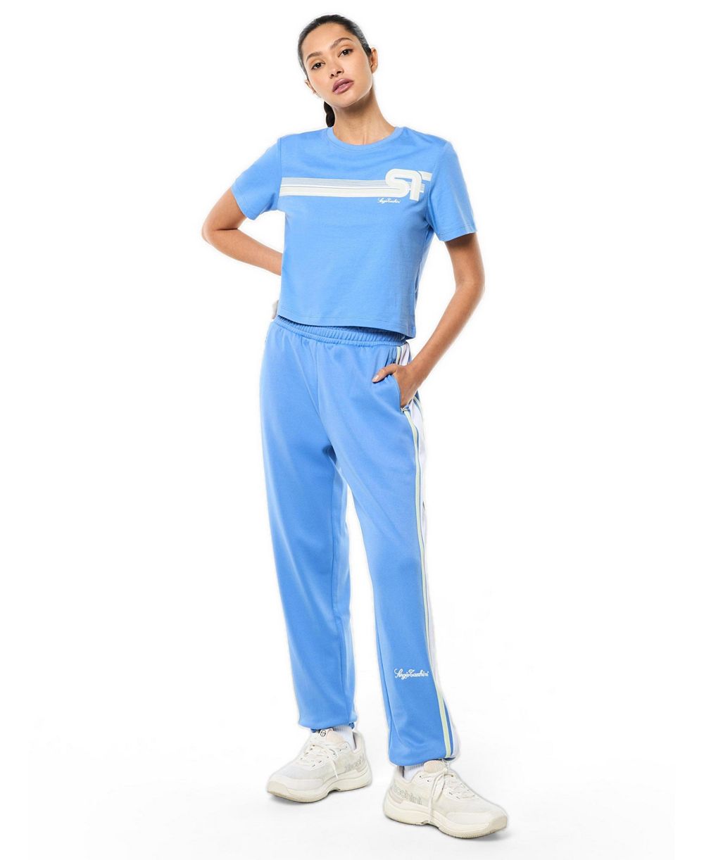 Sergio Tacchini женские спортивные брюки Corsa с высокой талией, в полоску, с регулируемыми манжетами на молнии